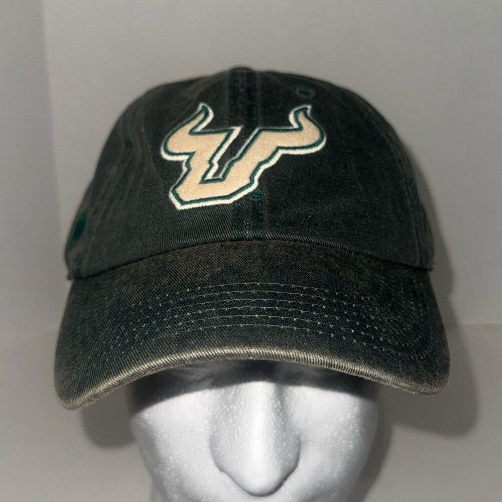 University of South Florida USF Bulls Green Acid Washed Clean Up Cap Hat New
